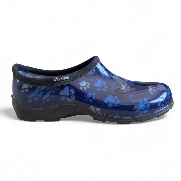 New Sloggers Waterproof Rain Garden Shoes Outdoor Blue Paw Print Slip On Size 10 - Picture 4 of 9